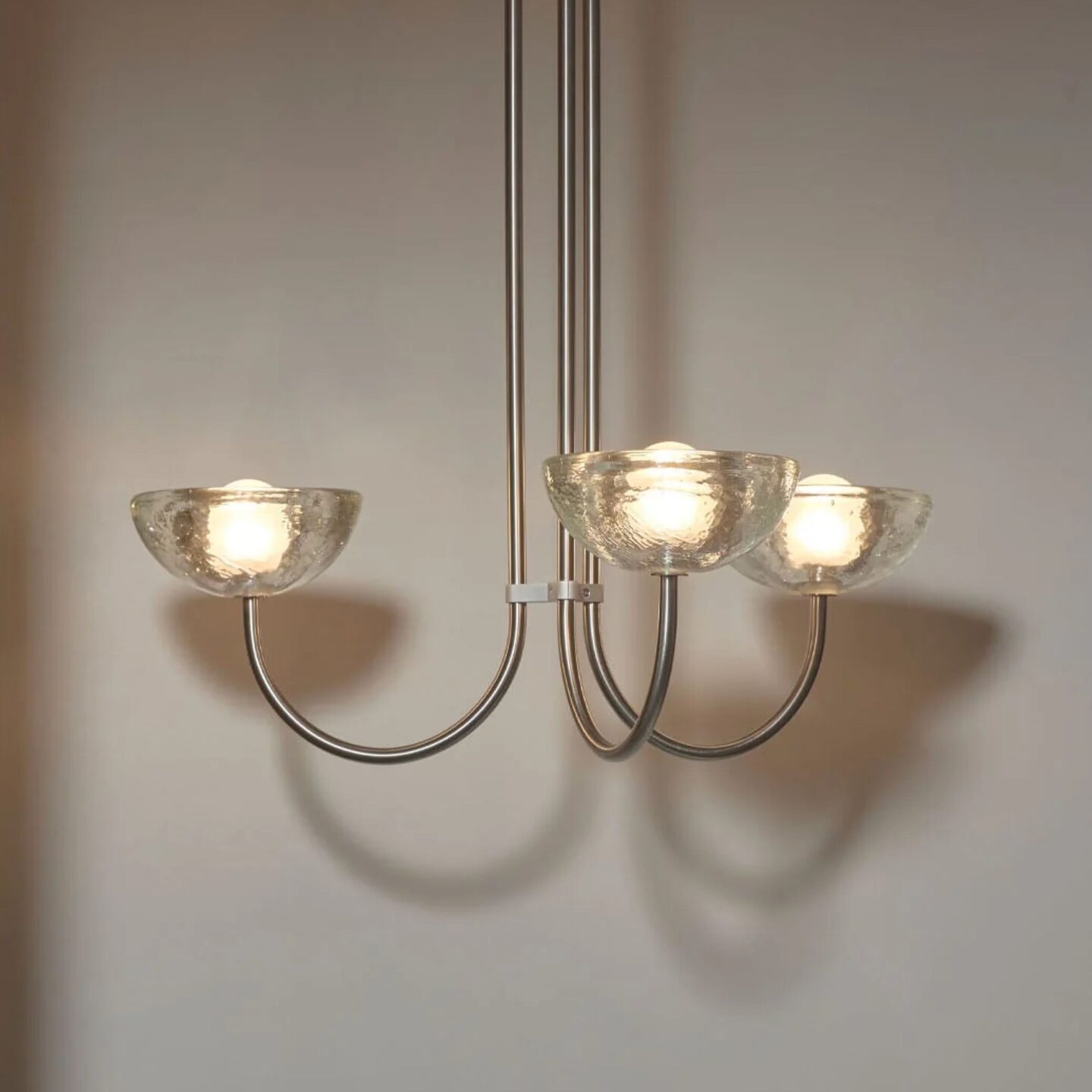 Aurelia Chandelier, Triple Pendant Small Glass, Brushed Nickel